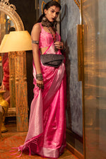 Load image into Gallery viewer, Hot Pink Dual Tone Banarasi Organza Silk Saree

