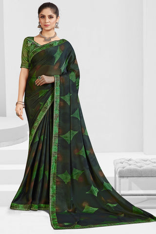 Multi Color Engaging Georgette Printed Saree