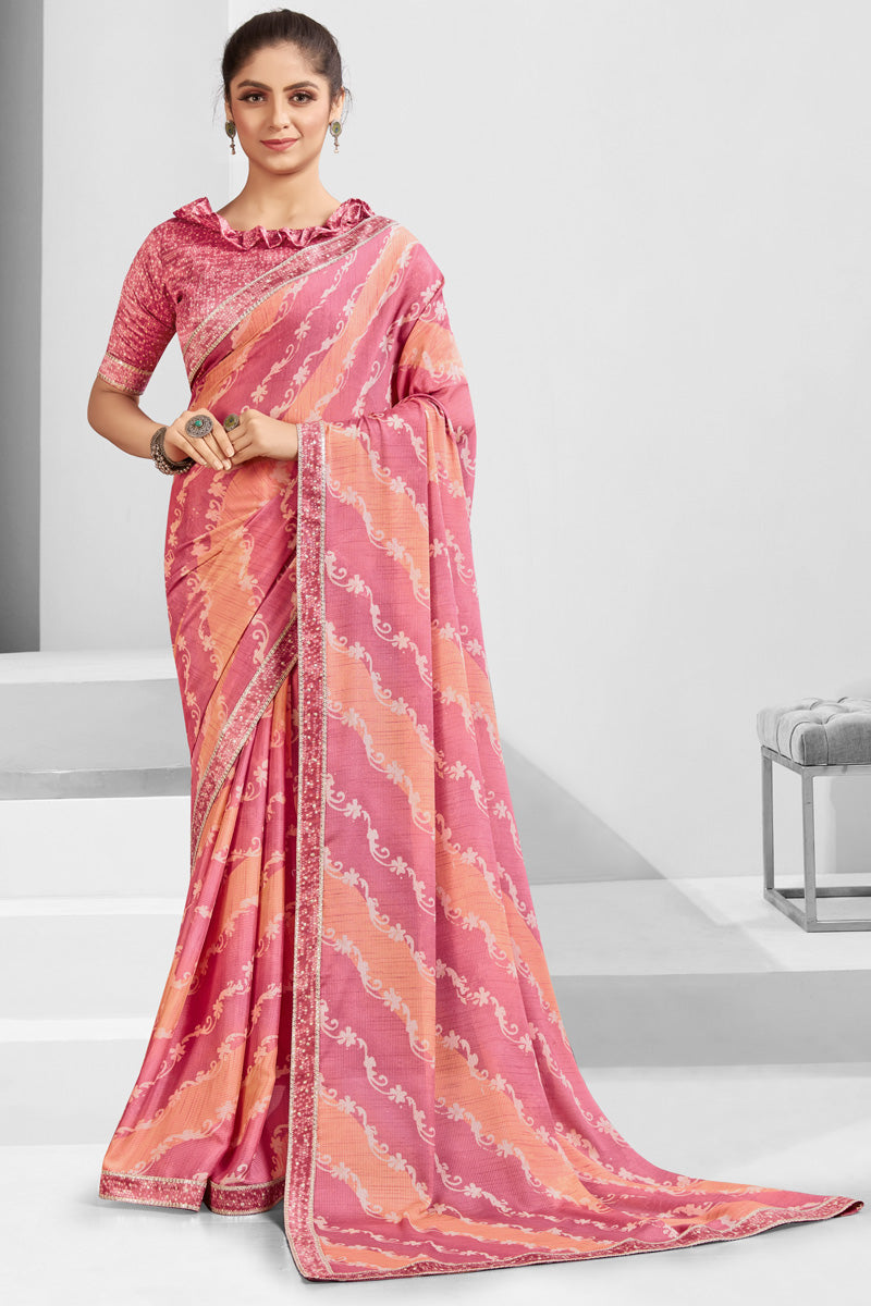 Excellent Multi Color Georgette Printed Saree