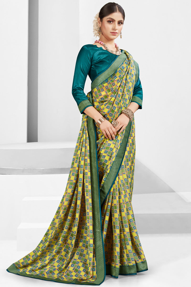 Yellow Color Delicate Georgette Printed Saree