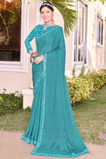 Load image into Gallery viewer, Excellent Georgette Sky Blue Color Printed Casual Saree
