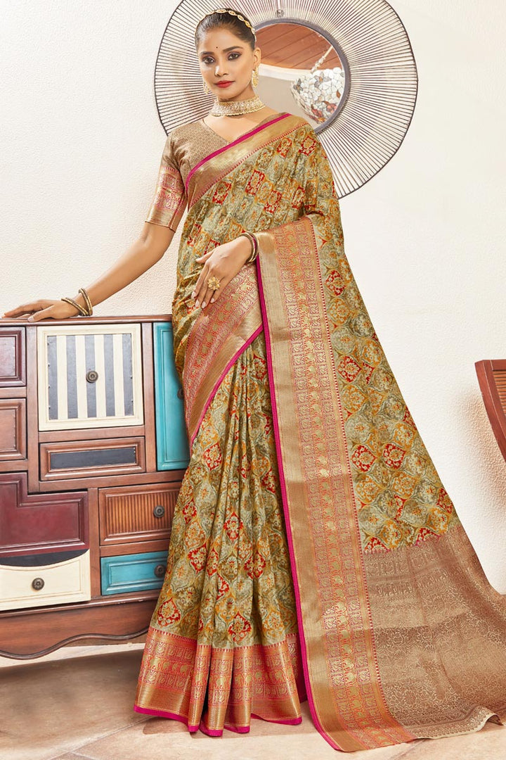 Radiant Multi Color Digital Printed Art Silk Saree