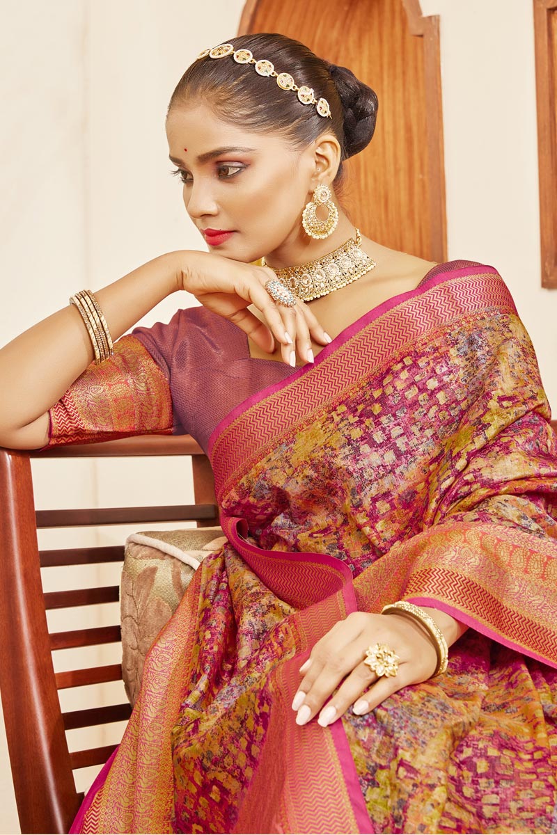 Multi Color Beguiling Digital Printed Art Silk Saree