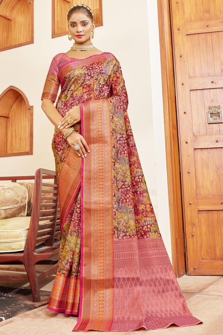 Multi Color Beguiling Digital Printed Art Silk Saree