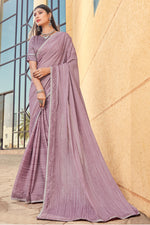 Load image into Gallery viewer, Incredible Georgette Lavender Color Casual Look Printed Saree
