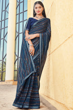 Load image into Gallery viewer, Marvellous Georgette Casual Look Printed Saree In Blue Color
