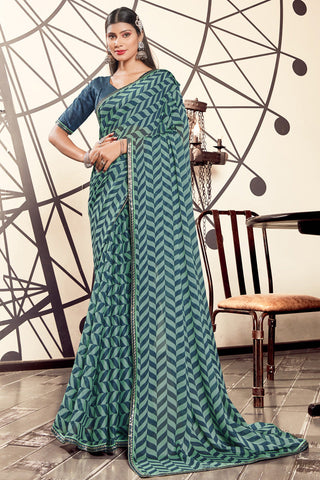 Amazing Multi Color Georgette Casual Look Printed Saree