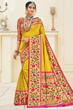 Load image into Gallery viewer, Yellow Color Function Wear Designer Paithani Silk Fabric Weaving Work Saree
