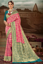 Load image into Gallery viewer, Weaving Work Banarasi Silk Fabric Magenta Color Sangeet Wear Designer Saree
