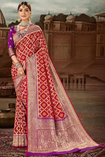 Load image into Gallery viewer, Weaving Work Maroon Color Banarasi Silk Fabric Reception Wear Stylish Saree
