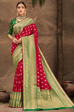 Load image into Gallery viewer, Red Color Weaving Work Art Silk Fabric Party Wear Trendy Saree
