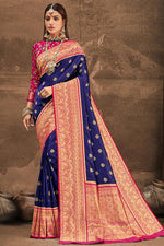 Load image into Gallery viewer, Blue Color Art Silk Fabric Weaving Work Function Wear Saree
