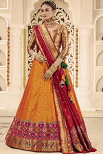 Load image into Gallery viewer, Pretty Silk Fabric Weaving Work Sangeet Wear Lehenga Choli In Mustard Color

