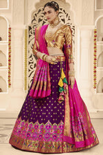 Load image into Gallery viewer, Silk Weaving Work Reception Wear Attractive Lehenga Choli In Purple Color
