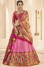 Load image into Gallery viewer, Majestic Pink Silk Weaving Work Sangeet Wear Lehenga Choli

