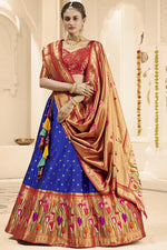 Load image into Gallery viewer, Silk Fabric Blue Color Glamorous Weaving Work Wedding Wear Lehenga Choli
