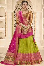 Load image into Gallery viewer, Green Silk Magnificent Weaving Work Wedding Lehenga Choli
