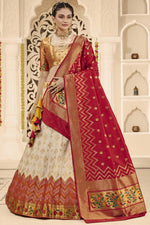 Load image into Gallery viewer, Beige Color Silk Fabric Weaving Work Reception Wear Gorgeous Lehenga
