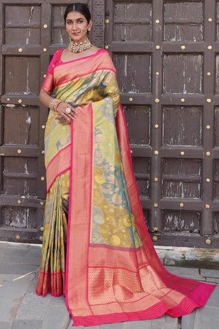 Weaving Work Function Wear Multi Color Extraordinary Silk Saree