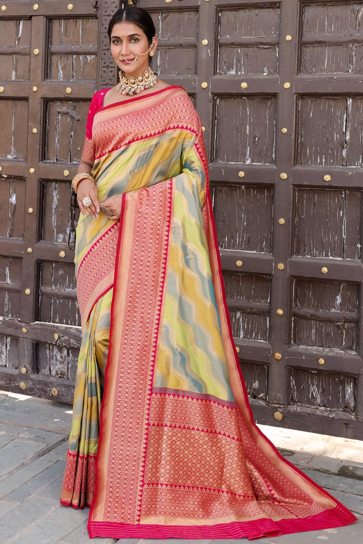 Multi Color Function Wear  Phenomenal Silk Saree With Weaving Work