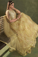 Load image into Gallery viewer, Trendy Embroidered Work Net Fabric Lehenga Choli In Yellow Color
