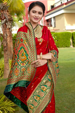 Load image into Gallery viewer, Art Silk Fabric Red Color Weaving Work Festive Wear Engrossing Saree
