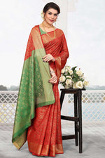 Load image into Gallery viewer, Mesmeric Red Color Festival Wear Saree In Patola Silk Fabric
