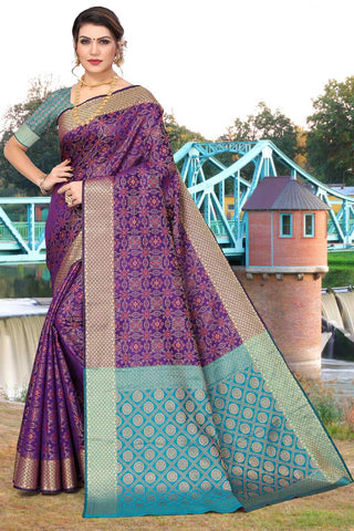 Radiant Festival Wear Purple Color Patola Silk Fabric Saree