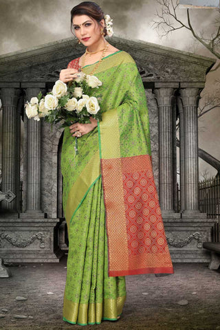 Green Color Festival Wear Patola Silk Fabric Beatific Saree