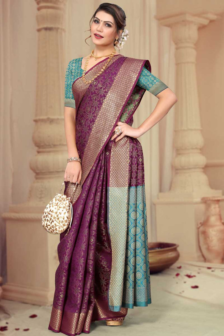 Beguiling Festival Wear Wine Color Patola Silk Fabric Saree