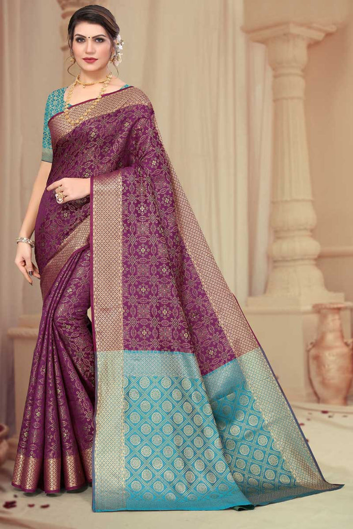 Beguiling Festival Wear Wine Color Patola Silk Fabric Saree