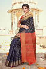 Load image into Gallery viewer, Navy Blue Color Art Silk Fabric Festival Wear Fetching Patola Style Saree
