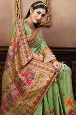 Load image into Gallery viewer, Beguiling Printed Green Color Pashmina Fabric Party Look Saree
