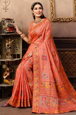Load image into Gallery viewer, Incredible Pashmina Fabric Orange Color Printed Party Look Saree
