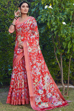 Load image into Gallery viewer, Beguiling Red Color Cotton Cotton Silk Fabric Festive Look Saree
