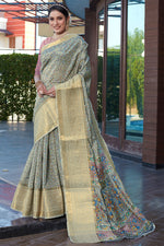 Load image into Gallery viewer, Appling Art Silk Fabric Festive Look Saree In Grey Color

