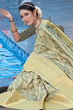 Load image into Gallery viewer, Cream Color Art Silk Fabric Attractive Festive Look Saree
