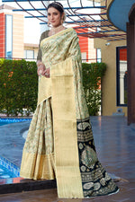 Load image into Gallery viewer, Cream Color Art Silk Fabric Attractive Festive Look Saree
