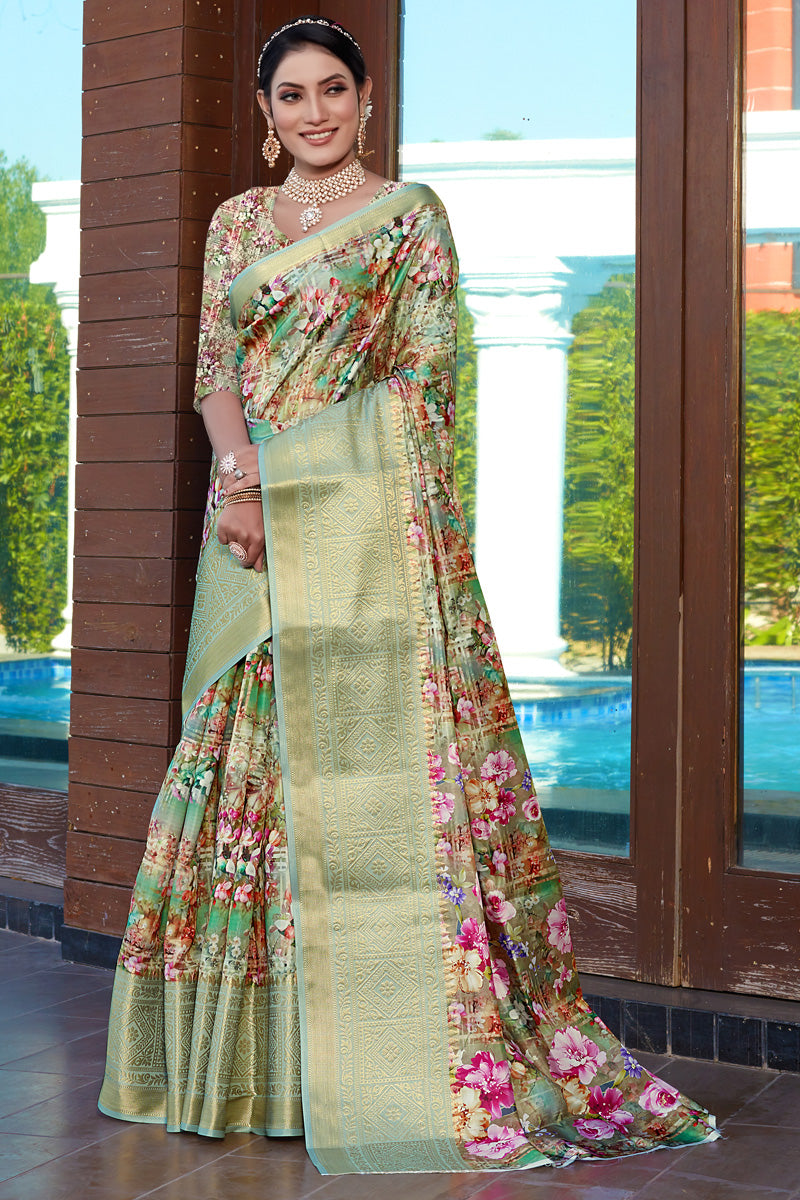 Traditional Multi Color Art Silk Fabric Festive Look Saree