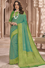 Load image into Gallery viewer, Festive Wear Sea Green Color Weaving Work Saree In Art Silk Fabric
