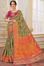 Load image into Gallery viewer, Grey Color Art Silk Fabric Saree With Beguiling Embroidered Blouse In Function Wear
