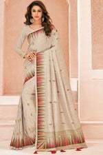 Load image into Gallery viewer, Beige Color Embroidered Work Appealing Silk Saree
