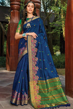 Load image into Gallery viewer, Festival Wear Blue Color Dazzling Embroidered Saree In Art Silk Fabric
