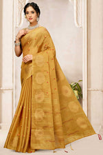 Load image into Gallery viewer, Embroidered Work Aristocratic Yellow Color Saree In Art Silk Fabric

