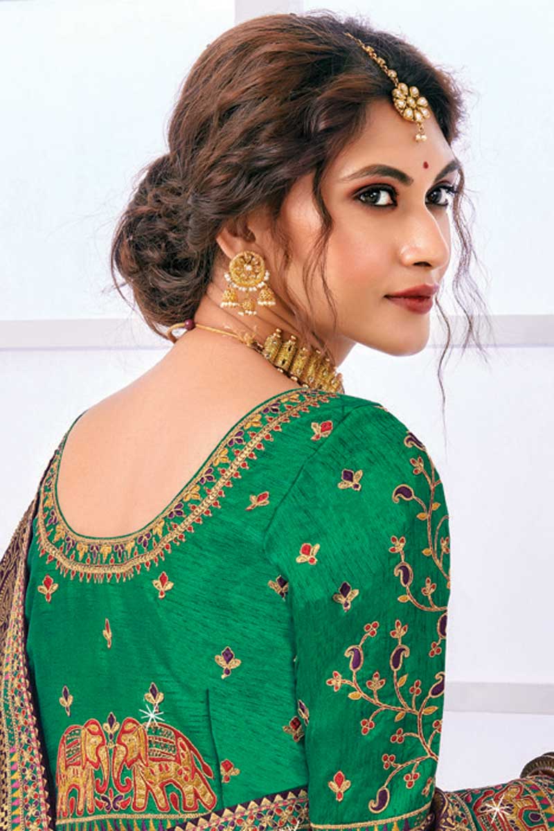 Art Silk Fabric Wine Color Function Wear Beatific Saree
