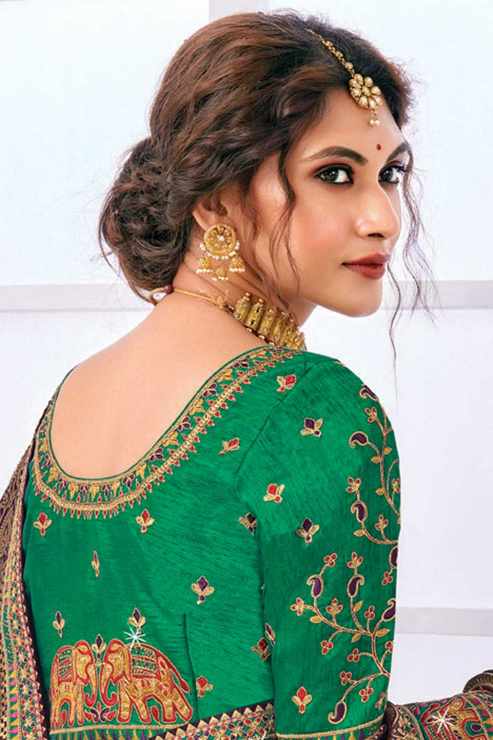 Art Silk Fabric Wine Color Function Wear Beatific Saree