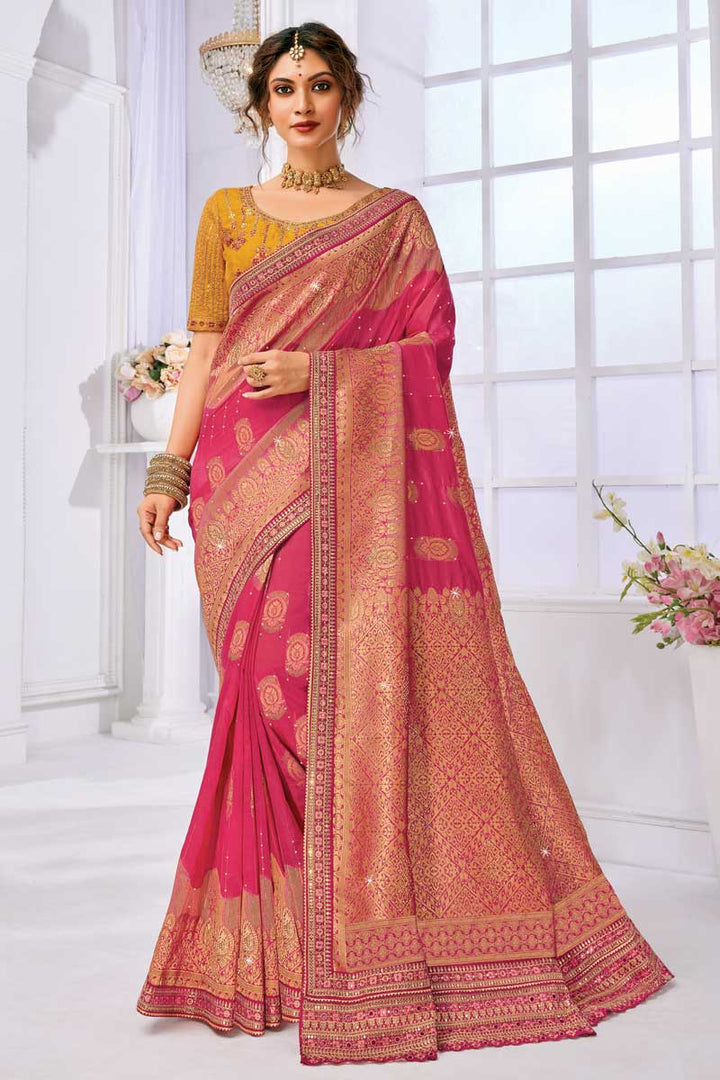 Rani Color Function Wear Amazing Saree In Art Silk Fabric