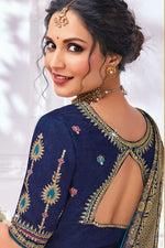 Load image into Gallery viewer, Cyan Color Art Silk Fabric Function Wear Work Vintage Saree
