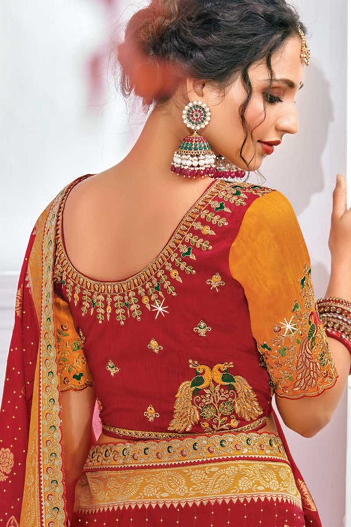 Red Color Art Silk Fabric Function Wear Work Lovely Saree