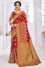 Load image into Gallery viewer, Red Color Art Silk Fabric Function Wear Work Lovely Saree
